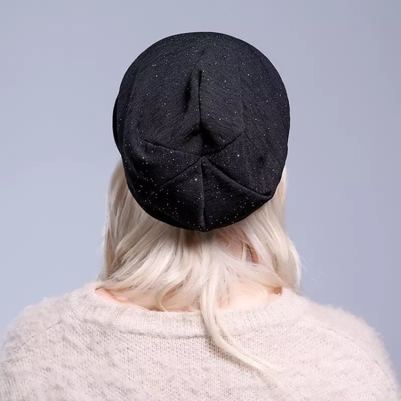 New! Black Sequined Slouch Beanie - Picture 6 of 9